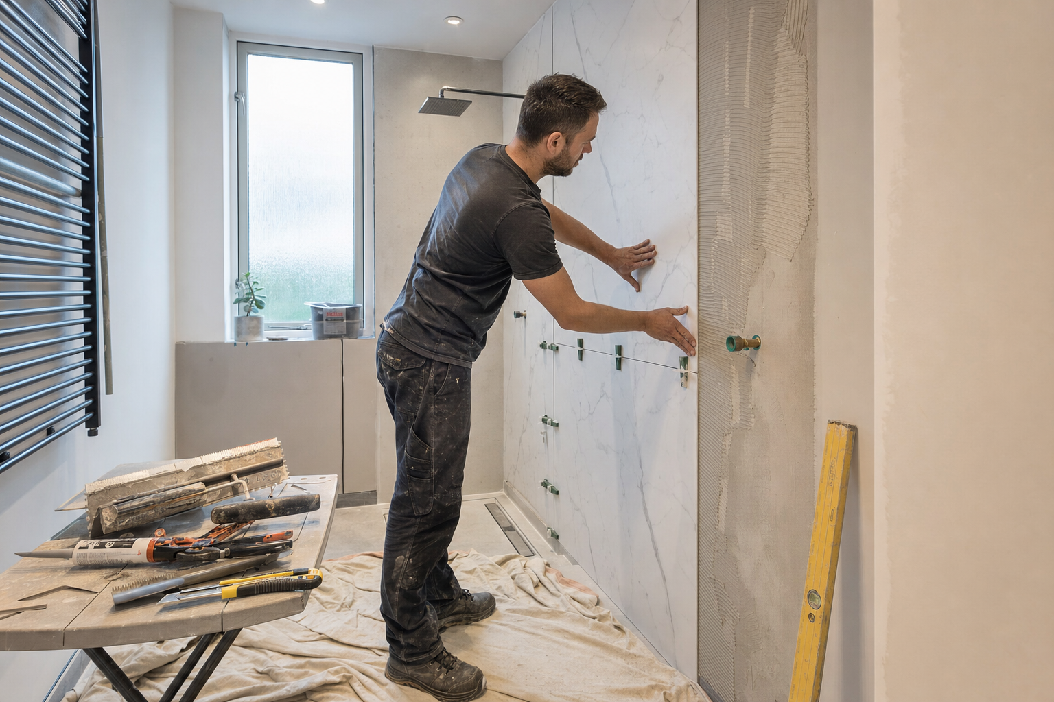 PVC wandtegels installeren in badkamer